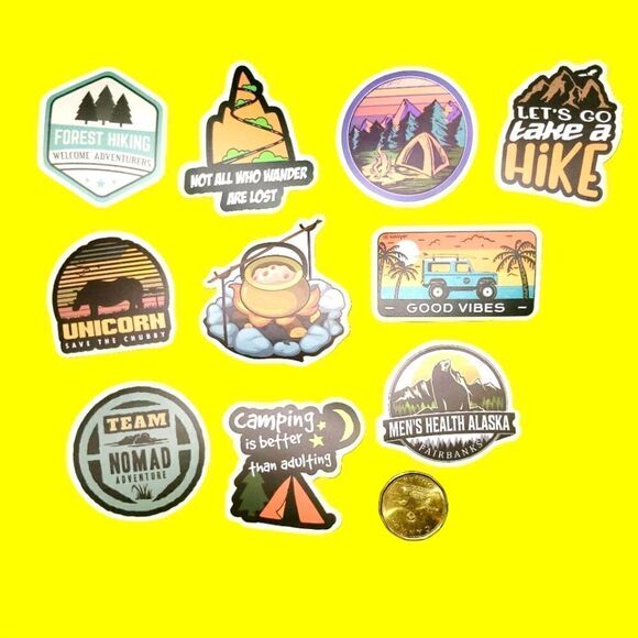 3/$20 Brand New 10x Waterproof Camping Stickers #2 - Picture 1 of 1